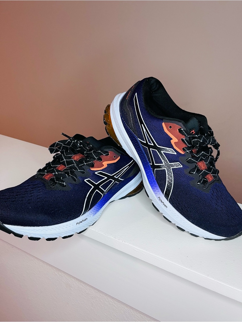 Asics Navy and Orange Women's Running Sneakers